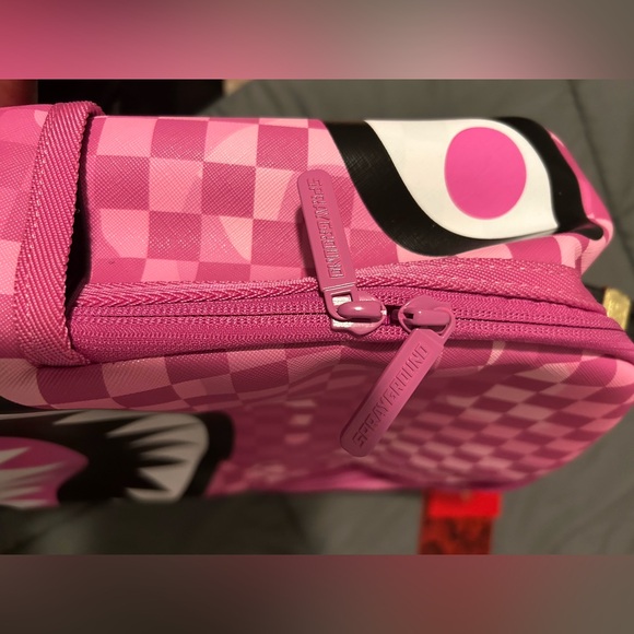 Sprayground Pink Checkered Shark Backpack - Picture 5 of 6